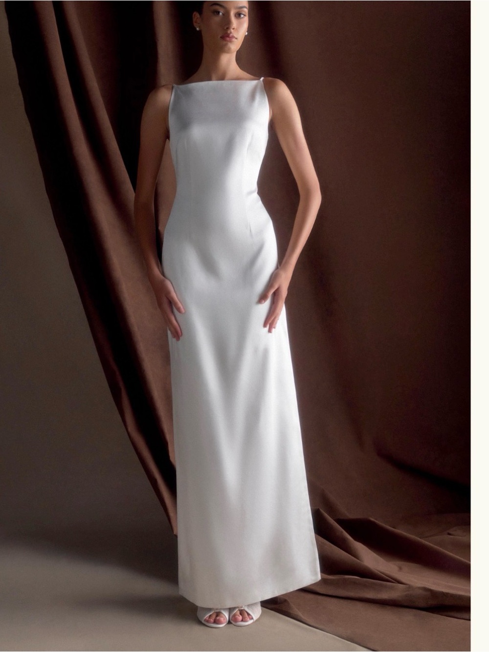 Meshki White One-Shoulder Side-Slit Dress
